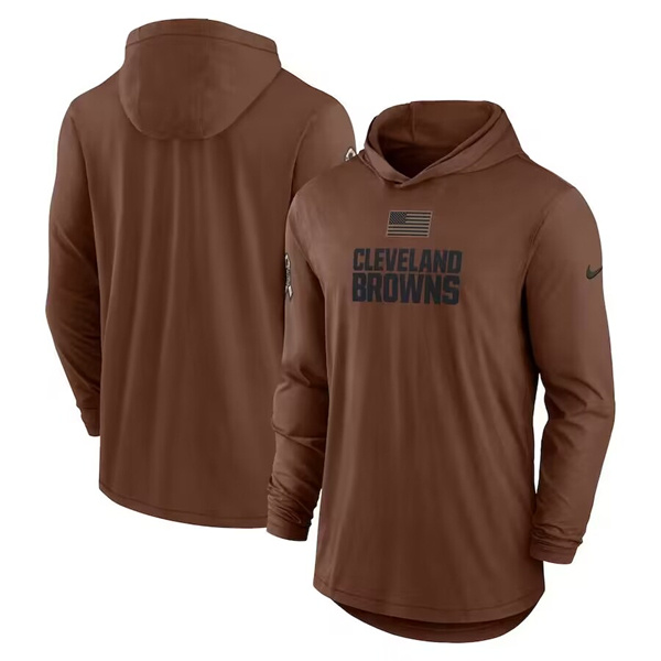 Women's Cleveland Browns Brown 2023 Salute To Service Lightweight Long Sleeve Hoodie(Run Small)